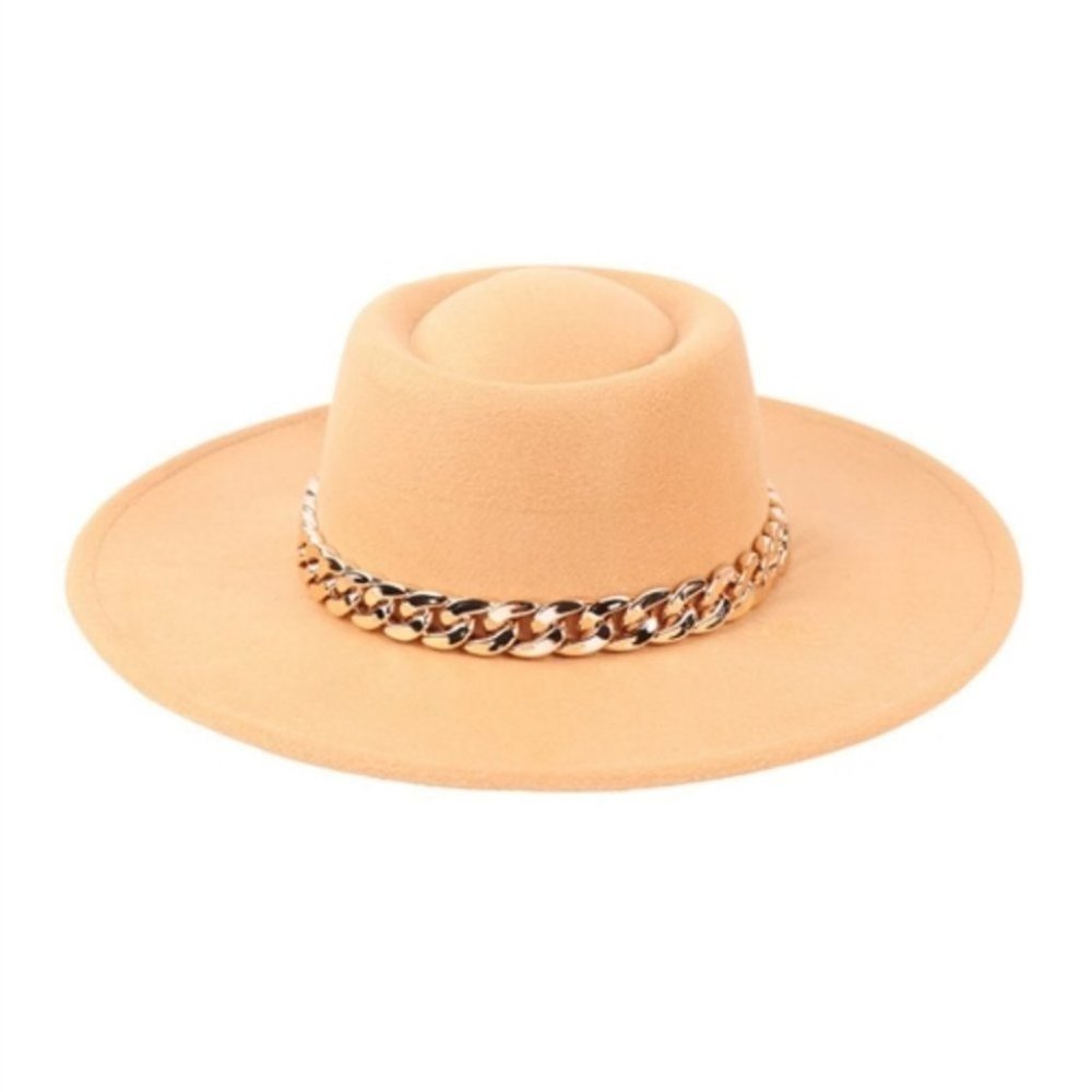 Chain Detailed Fall Winter Hat - Camel - Picture 3 of 5